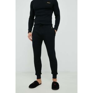Dugi doljnji dio pidžame Polo Ralph Lauren za muškarce, boja: crna, glatka, 714899616