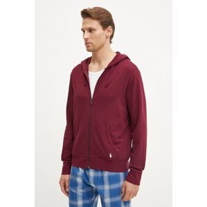 Homewear dukserica Polo Ralph Lauren boja: crvena, s kapuljačom, bez uzorka, 714899623