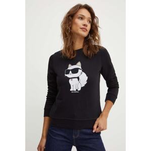 Dukserica Karl Lagerfeld za žene, boja: crna, s aplikacijom
