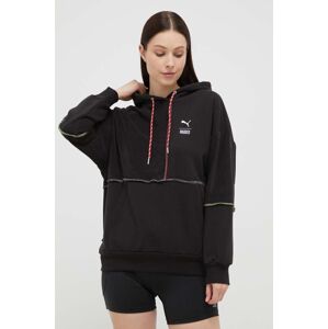 Dukserica Puma X TRP za žene, boja: crna, s kapuljačom, s uzorkom, 539128-39