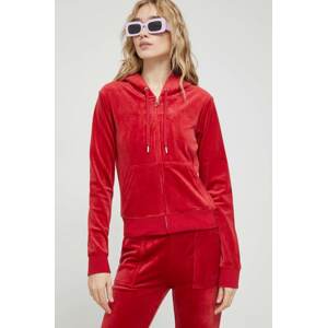 Dukserica Juicy Couture Robertson za žene, boja: crvena, s kapuljačom, glatka
