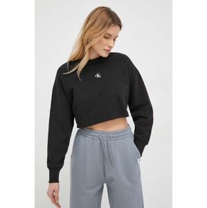 Pamučna dukserica Calvin Klein Jeans za žene, boja: crna, glatka