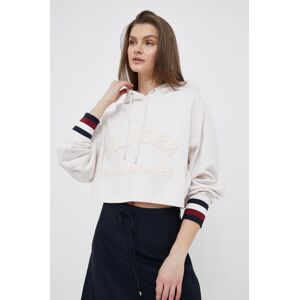 Dukserica Tommy Hilfiger x Shawn Mendes za žene, boja: bež, s kapuljačom, s uzorkom