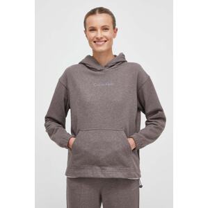 Dukserica Calvin Klein Performance Essentials boja: siva, s kapuljačom, bez uzorka
