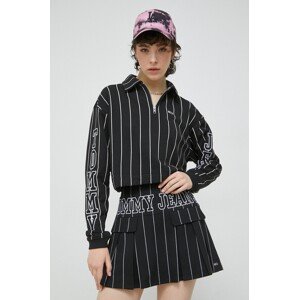 Dukserica Tommy Jeans za žene, boja: crna, s uzorkom