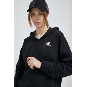 Dukserica New Balance za žene, boja: crna, s kapuljačom, glatka