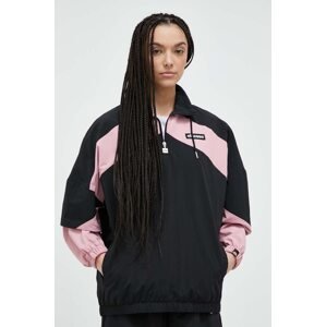 Jakna Ellesse za žene, boja: crna, za prijelazno razdoblje, oversize