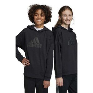 Dječja dukserica adidas U FI LOGO boja: crna, s kapuljačom, s aplikacijom