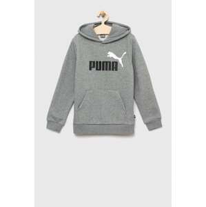 Dječja dukserica Puma ESS+ 2 Col Big Logo Hoodie FL B boja: siva, s kapuljačom, s tiskom