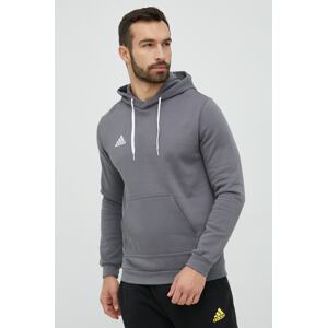 Dukserica adidas Performance Entrada 22 za muškarce, boja: siva, s kapuljačom, glatka, HB0578