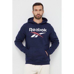 Dukserica Reebok za muškarce, boja: tamno plava, s kapuljačom, s tiskom