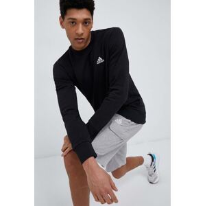 Pamučna dukserica adidas za muškarce, boja: crna, s aplikacijom