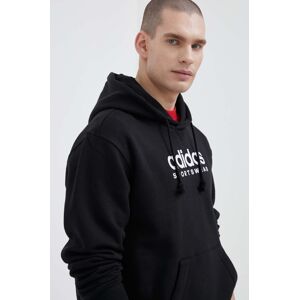 Dukserica adidas za muškarce, boja: crna, s kapuljačom, s tiskom