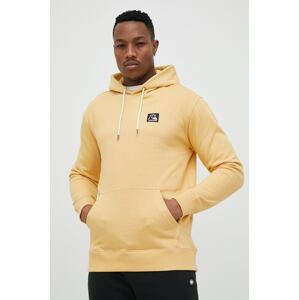 Pamučna dukserica Quiksilver za muškarce, boja: žuta, s kapuljačom, s uzorkom