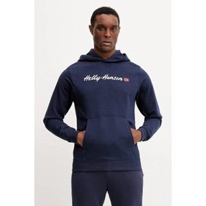 Dukserica Helly Hansen za muškarce, boja: tamno plava, s kapuljačom, s aplikacijom