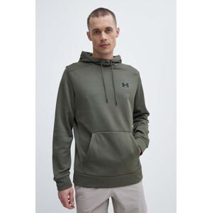 Dukserica Under Armour boja: zelena, s kapuljačom, bez uzorka