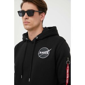 Dukserica Alpha Industries x Nasa Dark Side Hoody za muškarce, boja: crna, s kapuljačom, s tiskom 108337.285