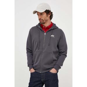 Dukserica Alpha Industries za muškarce, boja: siva, s kapuljačom, s tiskom, 118342.136-GreyBlack