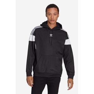 Dukserica adidas Originals Adicolor Classics Cut Line Hoodie za muškarce, boja: crna, s kapuljačom, s uzorkom, HS2065-black