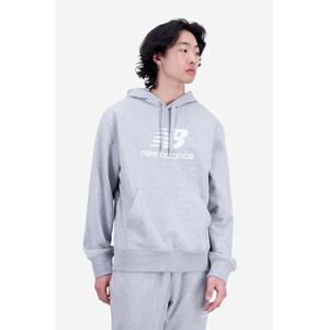 Dukserica New Balance za muškarce, boja: siva, s kapuljačom, s tiskom, MT31537AG-7AG