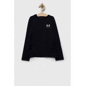 Dječja majica dugih rukava Under Armour boja: crna, glatki model