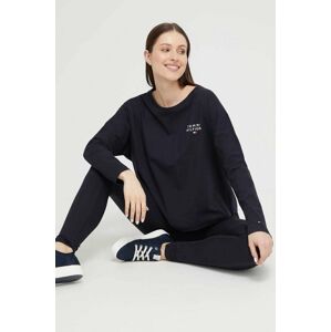 Homewear pamučna majica dugih rukava Tommy Hilfiger boja: tamno plava, UW0UW04153