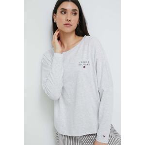 Homewear pamučna majica dugih rukava Tommy Hilfiger boja: siva, UW0UW04153