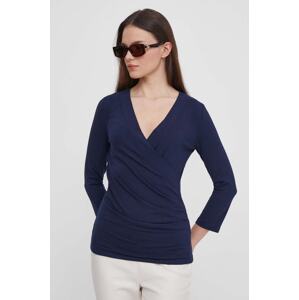 Majica dugih rukava Lauren Ralph Lauren boja: tamno plava, 200824366