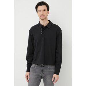 Pamučna majica dugih rukava Calvin Klein Jeans boja: crna, glatki model