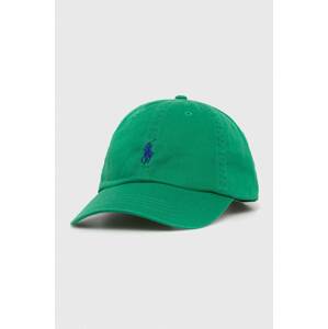 Pamučna kapa sa šiltom Polo Ralph Lauren boja: zelena, glatka, 211912843