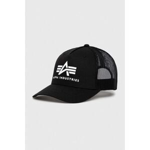 Pamučna kapa Alpha Industries boja: crna, s tiskom, 186902.03-Black