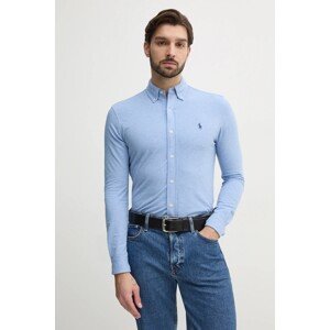 Pamučna košulja Polo Ralph Lauren za muškarce, boja: crna, regular, s button-down ovratnikom, 710654408