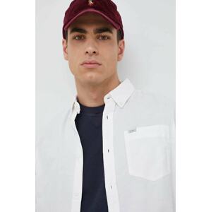 Pamučna košulja Pepe Jeans Fabio za muškarce, boja: bijela, regular, o button-down ovratnikom