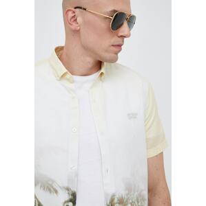 Pamučna košulja Guess za muškarce, boja: zelena, regular, o button-down ovratnikom
