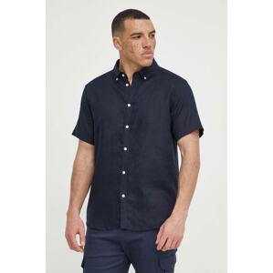 Lanena košulja Les Deux boja: tamno plava, regular, s button-down ovratnikom, LDM401053