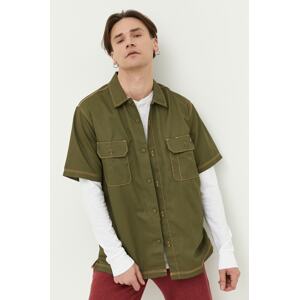 Košulja Dickies za muškarce, boja: zelena, regular, s klasičnim ovratnikom