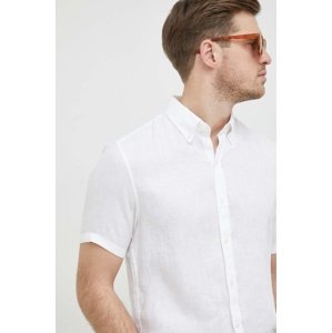 Lanena košulja Michael Kors boja: bijela, slim, o button-down ovratnikom