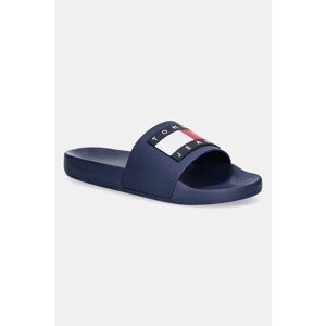 Natikače Tommy Jeans FLAG POOL SLD ESS za žene, boja: crna, EN0EN02115