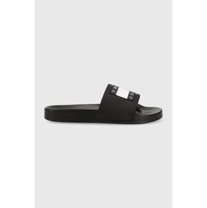 Natikače Tommy Jeans FLAG POOL SLD ESS za žene, boja: crna, EN0EN02115