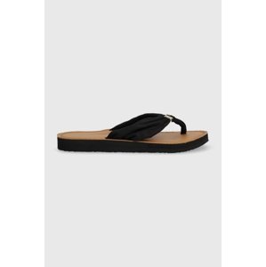 Japanke Tommy Hilfiger TH ELEVATED BEACH SANDAL za žene, boja: crna, ravni potplat, FW0FW06985