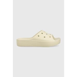 Natikače Crocs Classic Platform Slide za žene, boja: bež, s platformom, 208180