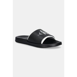 Natikače Calvin Klein Jeans SLIDE MONOGRAM TPU za muškarce, boja: crna