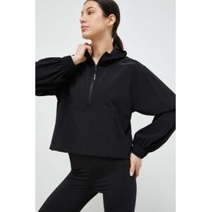 Dukserica za trening Calvin Klein Performance Essentials boja: crna, s kapuljačom, glatka