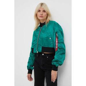 Jakna Alpha Industries MA-1 BOXY WMN za žene, boja: zelena, za prijelazno razdoblje