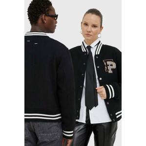 Vunena bomber jakna Filling Pieces Varsity Jacket boja: crna, za prijelazno razdoblje, oversize, 81422201863