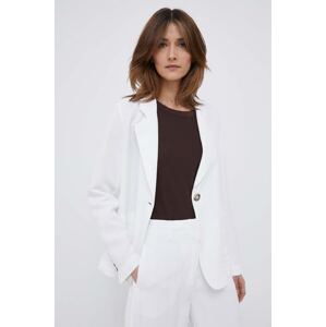 Sako s dodatkom lana Emporio Armani boja: bijela, jednoredno zakopčavanje, bez uzorka