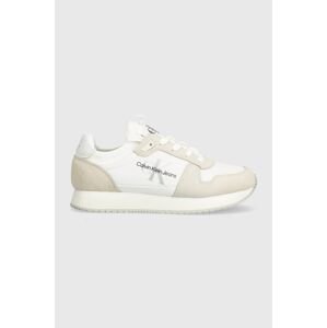 Tenisice Calvin Klein Jeans YW0YW00840 RUNNER SOCK LACEUP NY-LTH W boja: bež, YW0YW00840