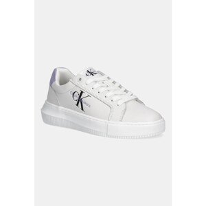 Kožne tenisice Calvin Klein Jeans YW0YW00823 CHUNKY CUPSOLE MONOLOGO W boja: bijela, YW0YW00823