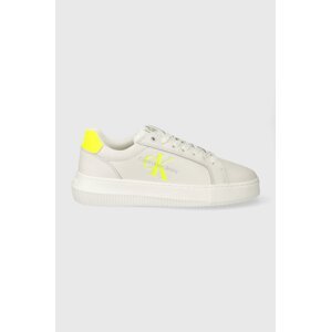 Kožne tenisice Calvin Klein Jeans YW0YW00823 CHUNKY CUPSOLE MONOLOGO W MONO LTH WN boja: bijela, YW0YW00823