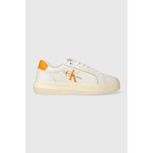Kožne tenisice Calvin Klein Jeans YW0YW00823 CHUNKY CUPSOLE MONOLOGO W boja: bijela, YW0YW00823